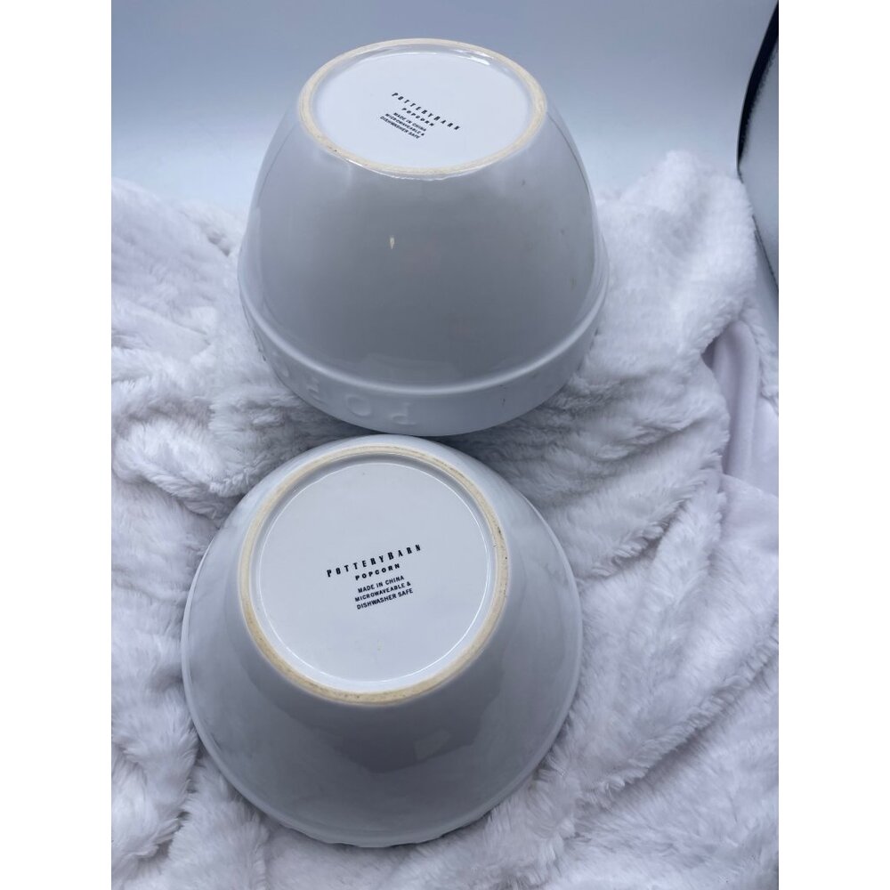 Vintage Pottery Barn White Popcorn Bowls Set of Two Discontinued - Picture 6 of 10